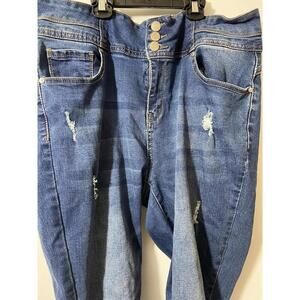 Vintage Violet 18W Women Jeans Distressed Skinny Denim Ladies 3 Buttons (1)